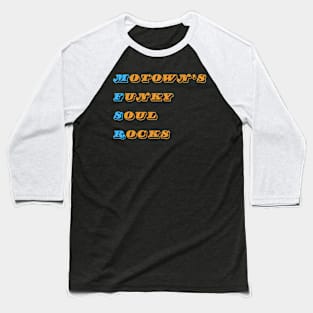 back logo, Motown's Funky retro font on front Baseball T-Shirt